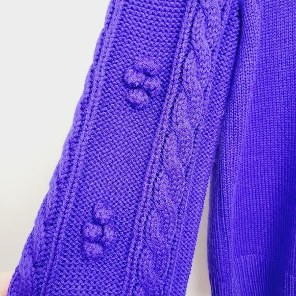 Anthropologie | Maeve Purple Kiara Textured Bobble Sleeve Mock Neck Sweater - Picture 6 of 9